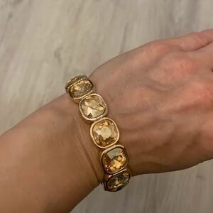 Amber Gold Gemstone Crystal Stretch Bracelet